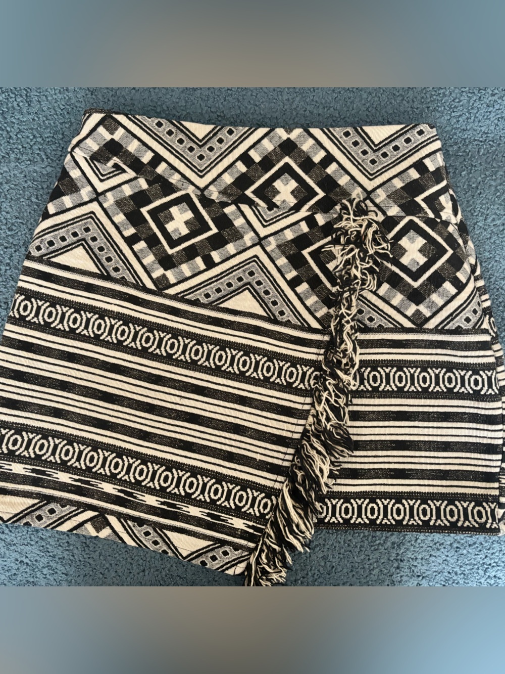 Topshop Black and White Patterned Mini Skirt